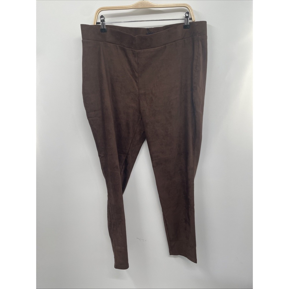 NYDJ Basic Leggings Womens 16W Dark Chocolate Faux Suede Stretch Pull On NWT
